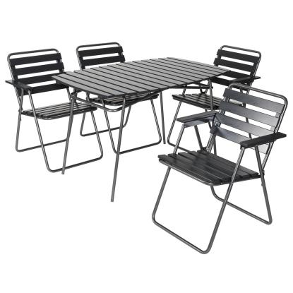 Varax Retro cafébord, sammenklappelig, buet, grå/sort - 74 x 120 cm