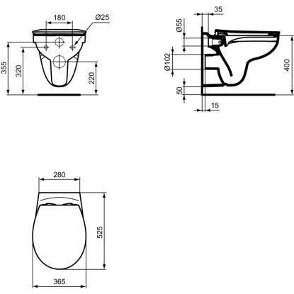 Ideal Standard Eurovit væghængt toilet, sampak, hvid