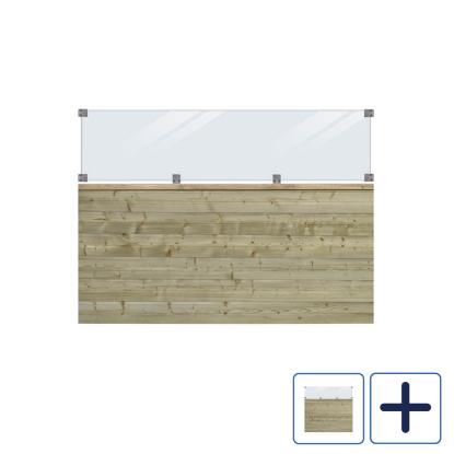 PLUS Plank profilhegn med glas, PEFC, nåletræ