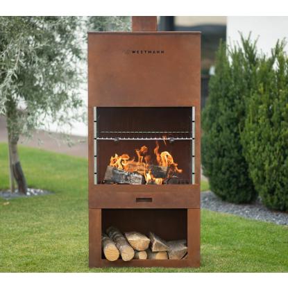 Westmann havepejs med grillrist, rust, 229 x 70 x 41 cm