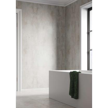 Fibo Cement vådrumspanel med 60 x 60 cm fliselook, 10 x 600 x 2400 mm, cracked cement silk