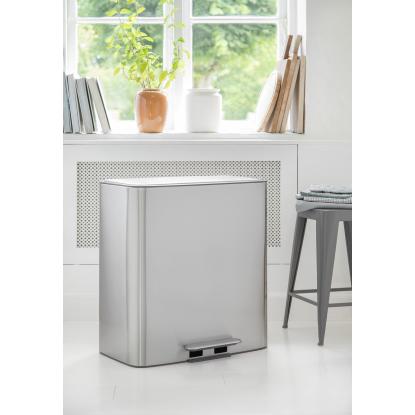 Steel-Function dobbelt pedal spand med soft luk, rustfrit stål - 2 x 28 liter