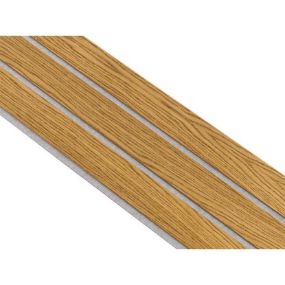 I-Wood Medio+ 3-lamel akustikpanel, brun olieret, grå filt og lys kerne, egefiner, 16 x 300 mm