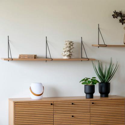 Lampe med læder strop, genopladelig, bluetooth højtaler, hvid
