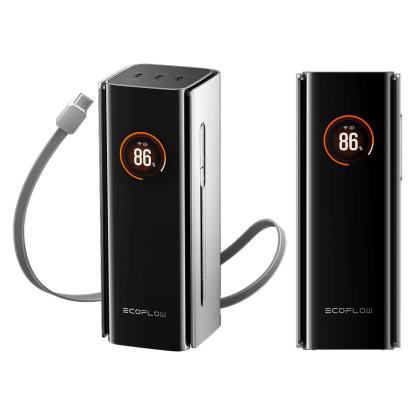 EcoFlow Rapid Pro powerbank med indbygget USB-C kabel, 20000 mAh, 230 W, sølv