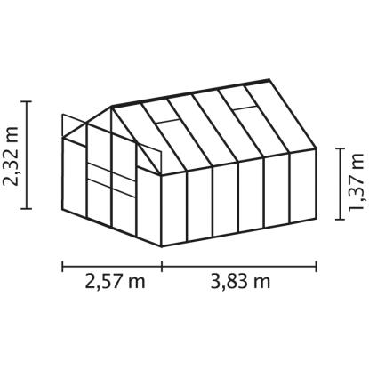 Vitavia Mars 8300 drivhus, sort, 8,3 m², 3 mm hærdet glas, inkl. sokkel