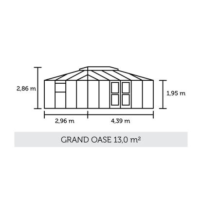 Juliana Grand Oase orangeri 13 m², antracit, 3 mm hærdet glas
