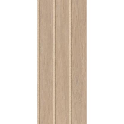 I-Wood Basic 3-lamel akustikpanel, ubehandlet natur, beige filt og lys kerne, egefiner, 16 x 300 mm 