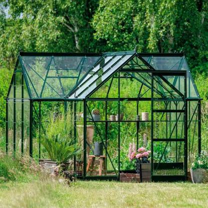 Halls Icon Gardenhouse 6 drivhus 8,6 m², grøn, 3 mm hærdet glas