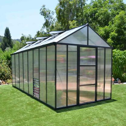 Canopia by Palram Glory drivhus, 12,2 m², grå, 10 mm poly, inkl. sokkel