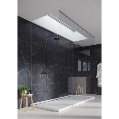 Fibo Stone vådrumspanel med 60 x 60 cm fliselook, 10 x 600 x 2400 mm, black marble silk