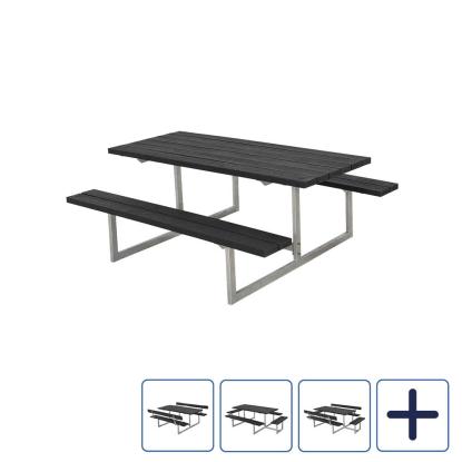 PLUS Basic bord/bænkesæt, sort/RePlast/stål
