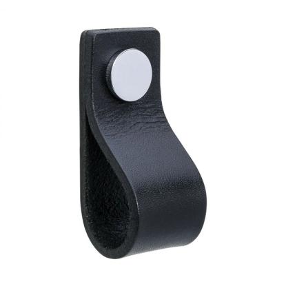Beslag Design Loop greb, sort læder/krom