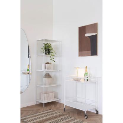 Vita barvogn med 2 hvide hylder, og hvidt stel, 68 x 40 x 79 cm