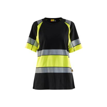 Blåkläder 3410 dame high vis t-shirt, sort/hi-vis gul