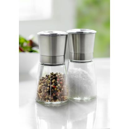 Steel-Function salt/peberkværnssæt med låg, glas/stål