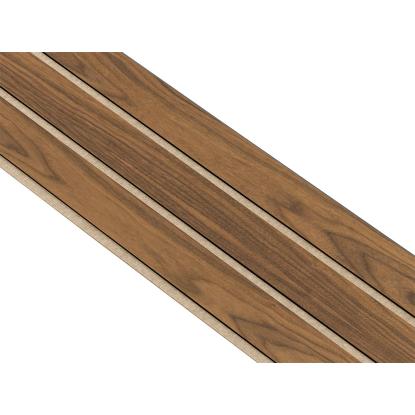 I-Wood Basic 3-lamel akustikpanel, klar olieret, beige filt og sort kerne, valnøddefiner, 17 x 300 mm 