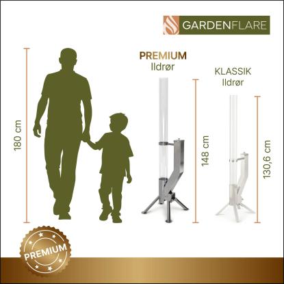 Gardenflare Premium ildrør, sølv, H148 cm