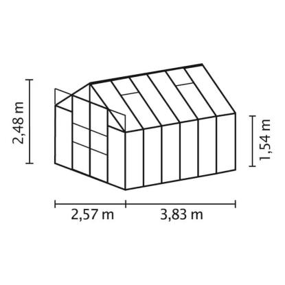Vitavia Phoenix 9900 drivhus, sort, 9,9 m², 3 mm hærdet glas, inkl. sokkel