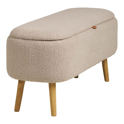 Harlow bænk med opbevaring, bouclé, beige, 95 cm