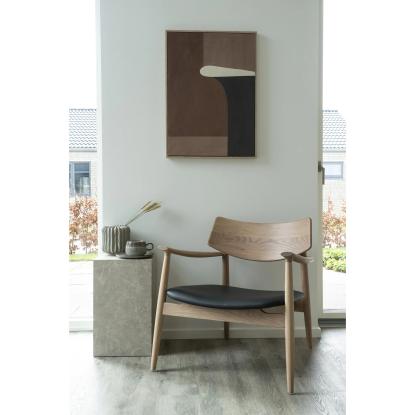 Loungestol, egetræ/PU sæde, natur/sort