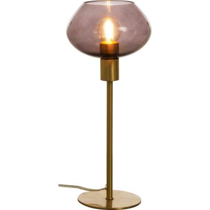 Aneta Bell bordlampe, H37,5 cm, messing/røget glas