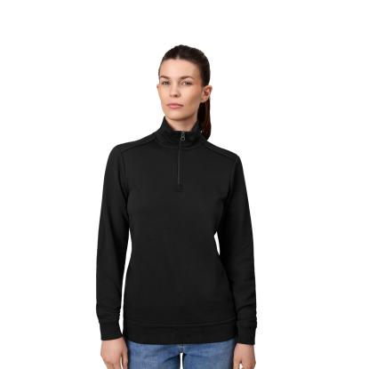 ID PRO Wear CARE 0385 sweatshirt med kort lynlås, ubørstet, dame, sort
