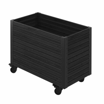 PLUS Cubic Living blomsterkasse med hjul, sort, 87 x 47 x 65,5 cm