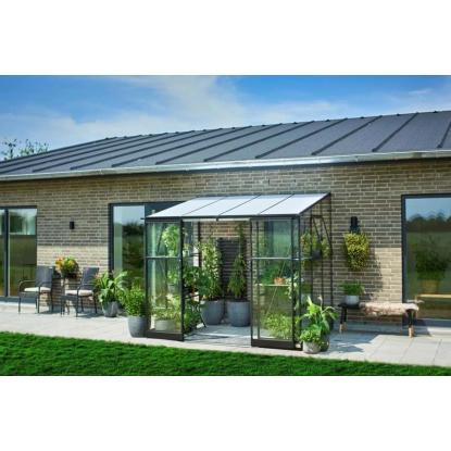 Halls Qube Lean-to 68 drivhus 4,7 m², sort, 3 mm hærdet glas