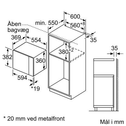 Siemens BF555LMB1 mikroovn til indbygning, 25 liter