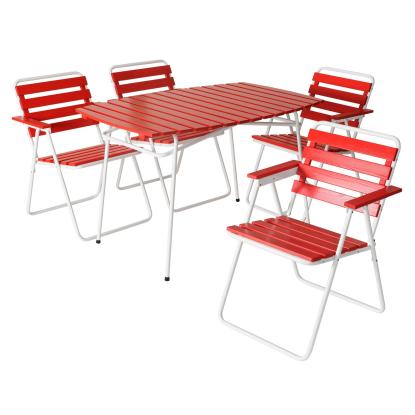 Varax Retro cafébord, sammenklappelig, buet, hvid/rød - 74 x 120 cm