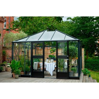 Juliana Oase drivhus 13,5 m², antracit/sort, 3 mm hærdet glas