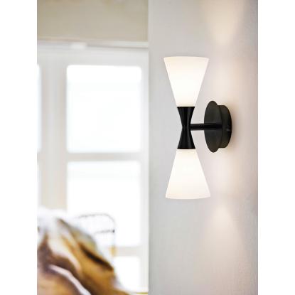 Herstal Harlekin duo væglampe, E14, mat sort