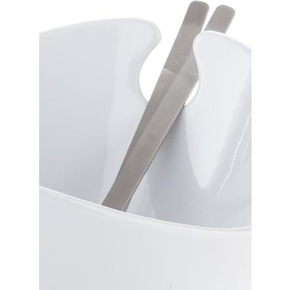 Steel-Function salatskål med stål bestik, porcelæn, 26 x 23 x 16 cm, hvid