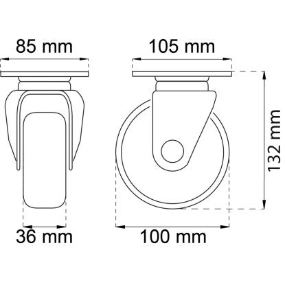 Habo 5010 containerhjul, drejelig, Ø100 mm