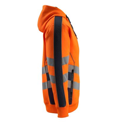 MASCOT SAFE SUPREME Corby hættetrøje med lynlås, hi-vis orange/mørk marine