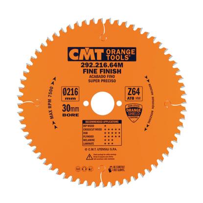 CMT rundsavsklinge til træ, Z64 W Neg, Ø216 x 2,8 x 30 mm