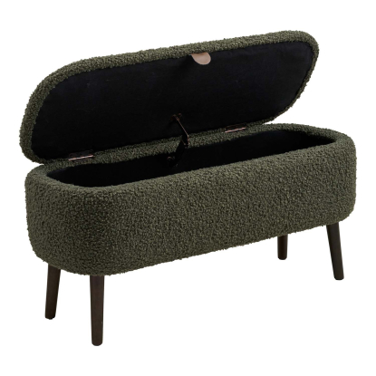 Harlow bænk med opbevaring, teddy, grøn, 95 cm