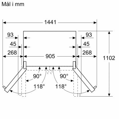 Bosch KFF96PIEP amerikanerkøleskab, 402 + 171 liter