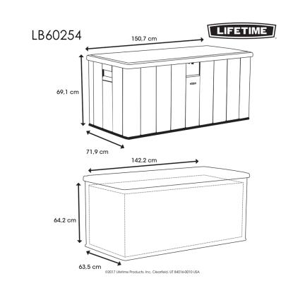 Lifetime Harmony hyndeboks, plast, grå, 69 x 151 x 72 cm - 570 liter