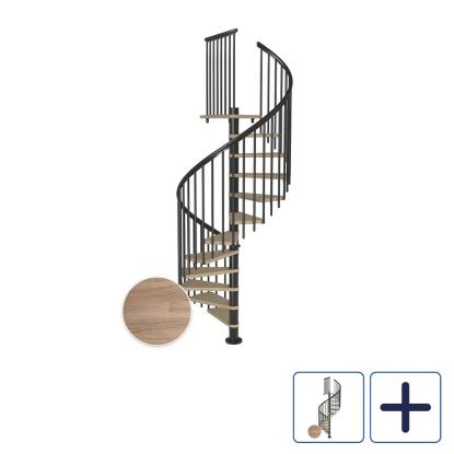 DOLLE Montreal CLASSIC 4 spindeltrappe, Ø140 cm, antracit/hvidolieret eg