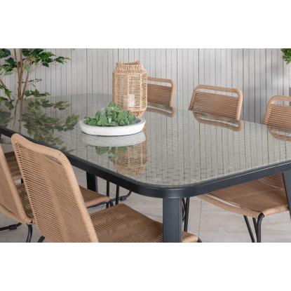 Venture Design Paola havebord, sort/natur, 100 x 200 cm