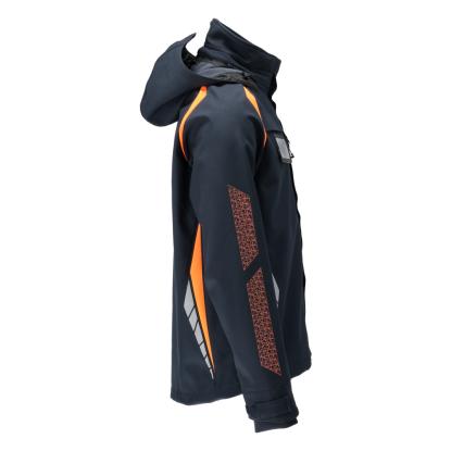 MASCOT ACCELERATE SAFE softshell jakke med hætte, mørk marine/hi-vis orange