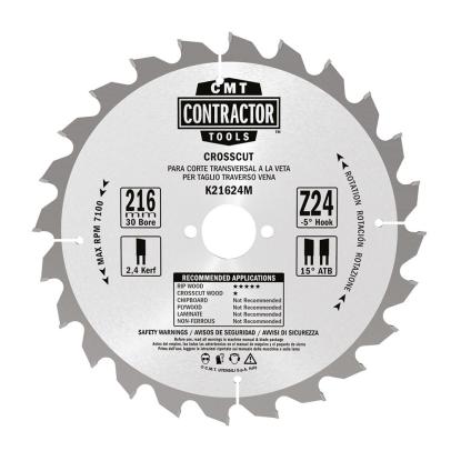 CMT rundsavsklinge til træ, Z24 W, Ø216 x 2,4 x 30 mm - 10 stk.