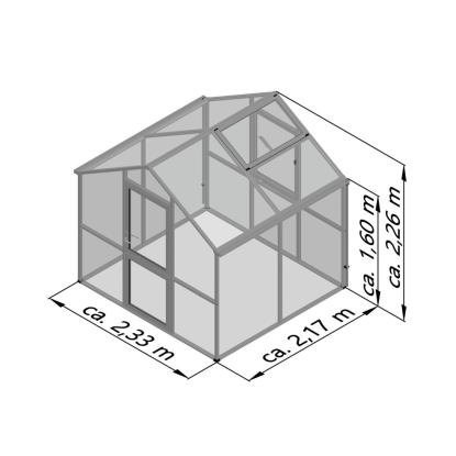 KGT Iris II drivhus, aluminium, 5,06 m²