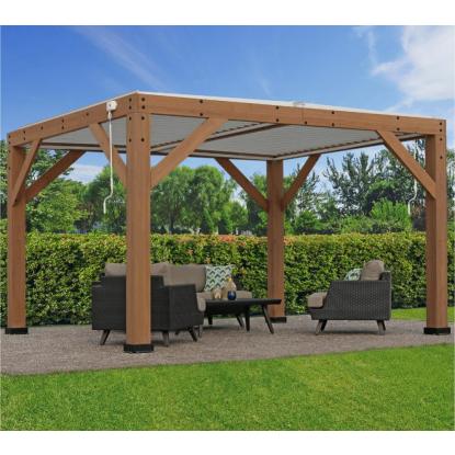 Westmann Karl pergola, cedertræ/aluminium, natur/hvid, 251 x 335 x 396 cm