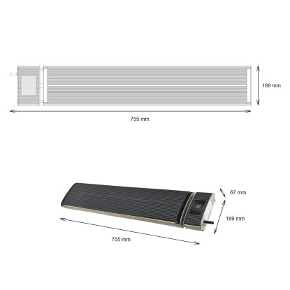 Heation Heatbar Pro 1000 terrassevarmer, infrarød, 1000W