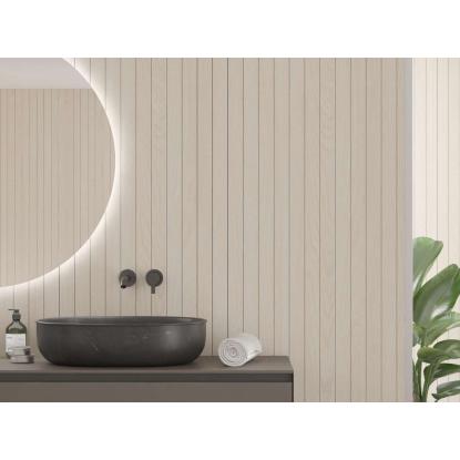 Fibo Wood vådrumspanel med 5 x 240 cm fliselook, 10 x 600 x 2400 mm, light wood