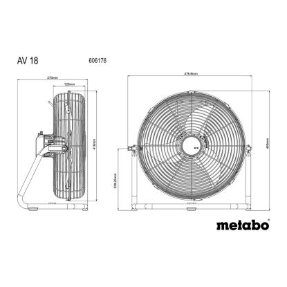 Metabo AV 18 ventilator, 18V, uden batteri og lader