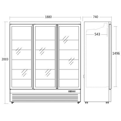 Scandomestic DC1664BB displaykøleskab, 1246 liter